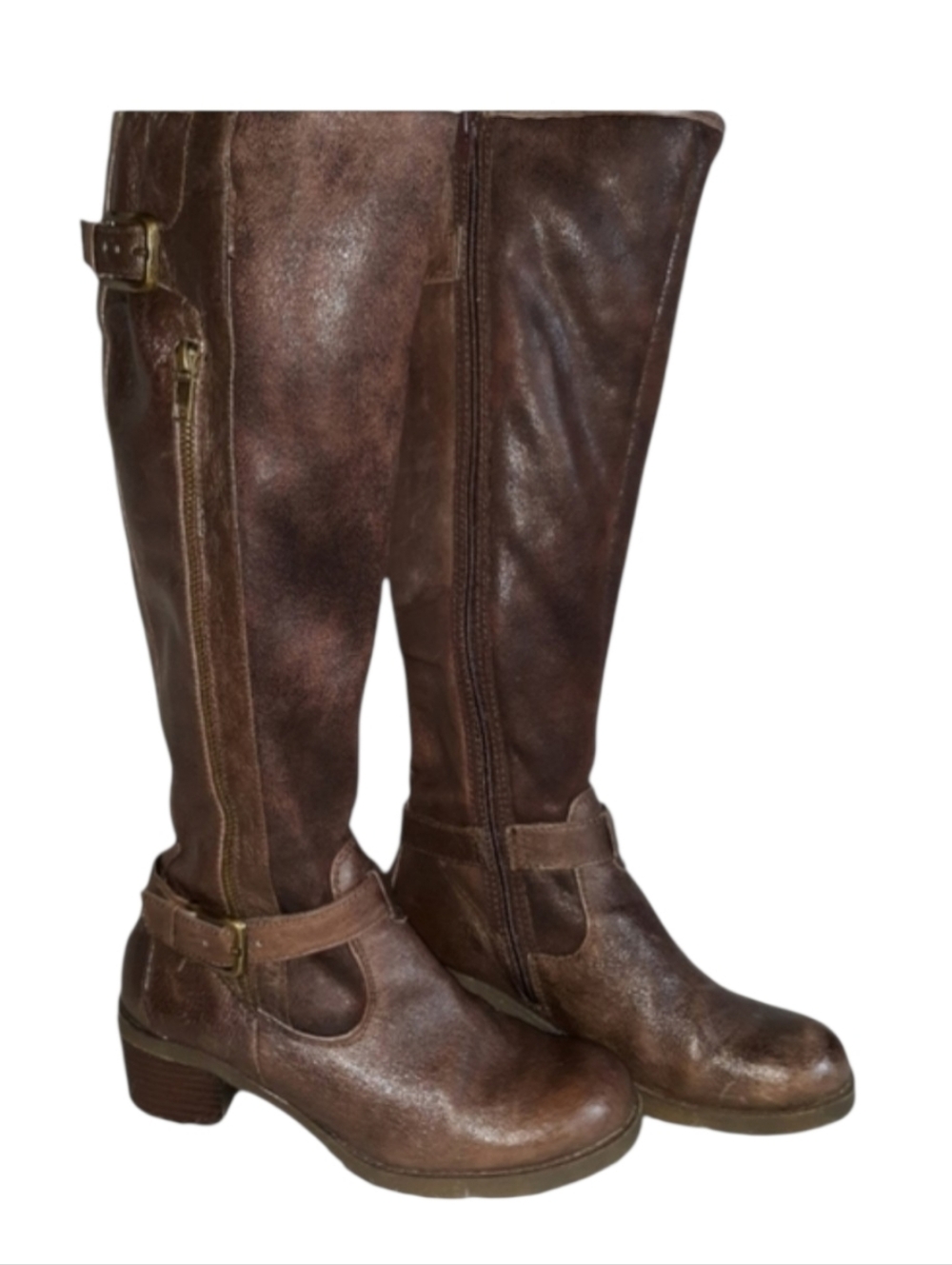 BareTraps Knightley Tall Brown Fur Lined Leather Boots SZ 6.5M